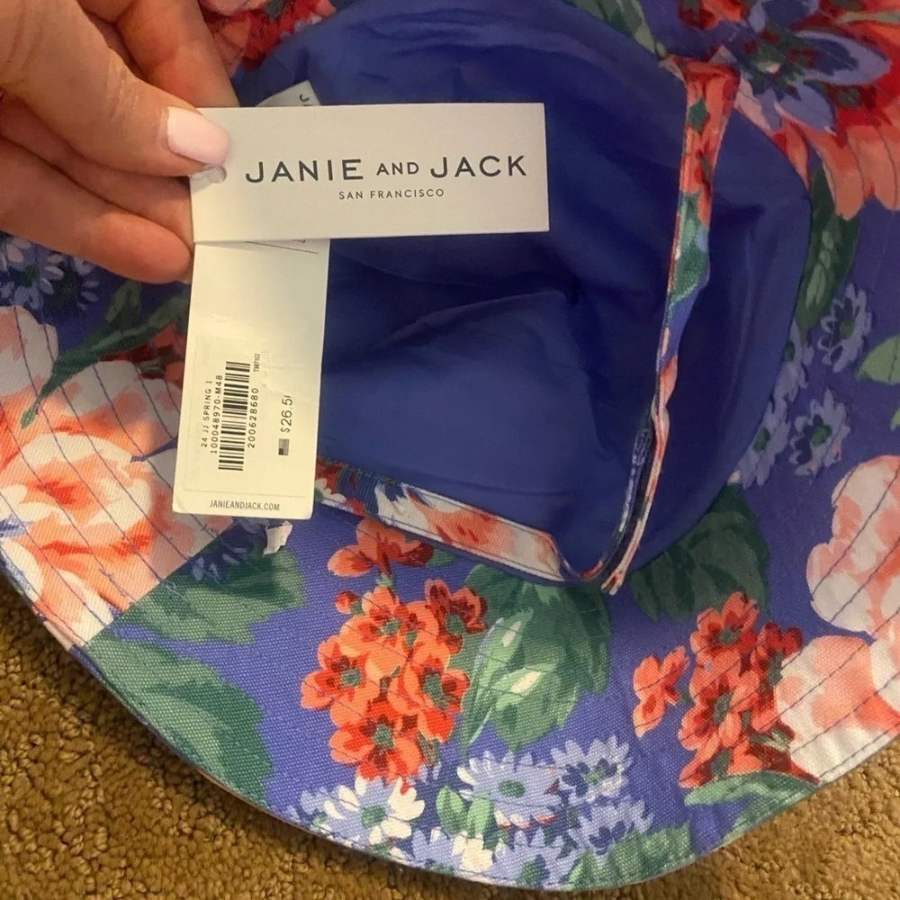 Janie & Jack Girls Sun Hat Floral Chin Strap New 6-12 months 🌷